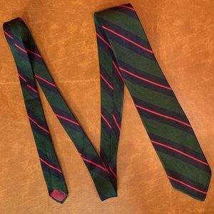 Pulitzer 1960s green/red/navy stripe silk tie